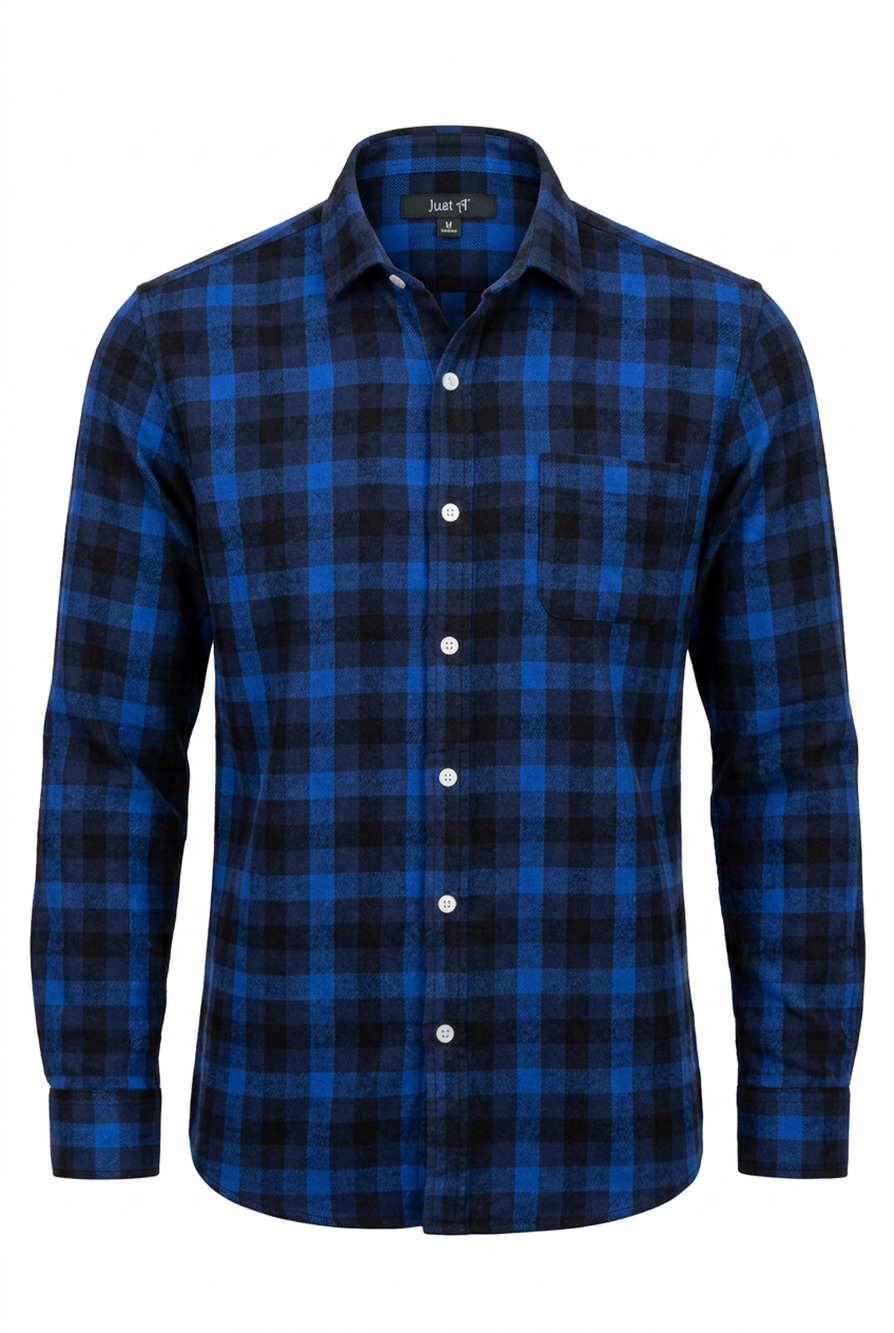 Impatient Wolves Flannel Shirt Mens Medium Blue Black Plaid Button Up Cotton